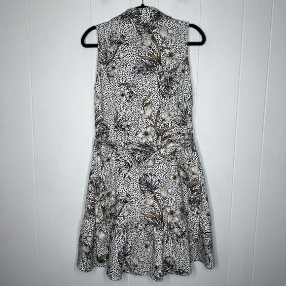 White House Black Market Women’s Floral Leopard Utility Flounce Dress Size M - Picture 2 of 6
